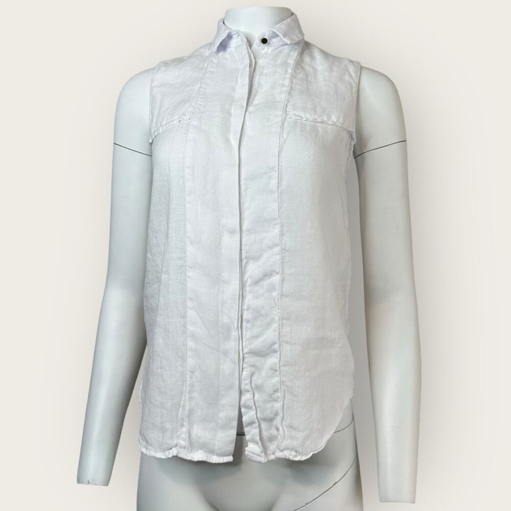 NWT | Krisa | Linen Button Down Tank Top | White | XS